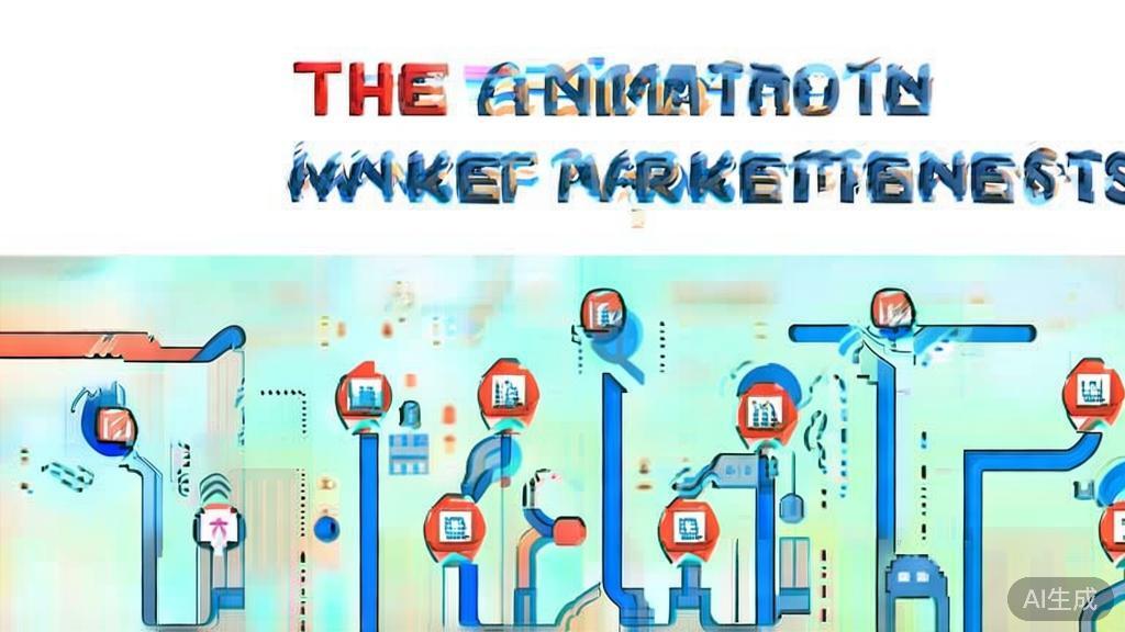 High-quality business illustration regarding animation market trends, minimal flat design