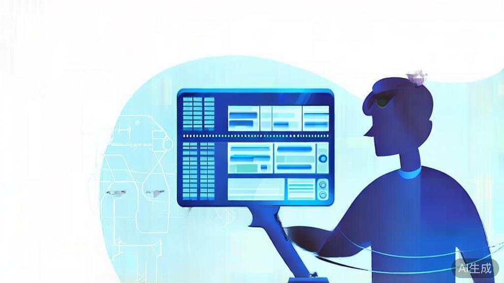 "Flat vector illustration of a beginner using animation software, soft blue gradient"