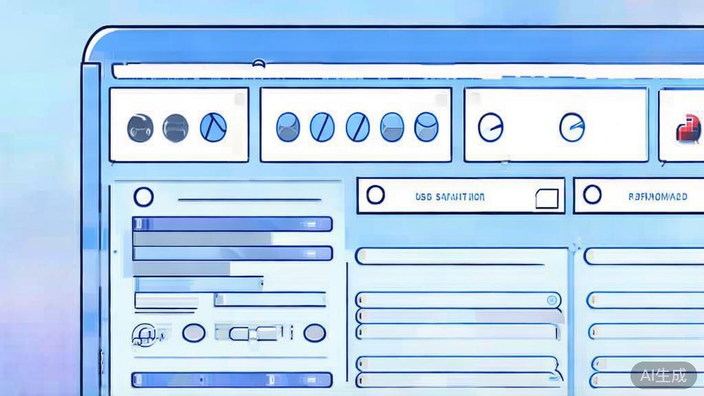 Flat vector illustration of user experience evaluation for short drama tools, dashboard style, soft blue gradient
