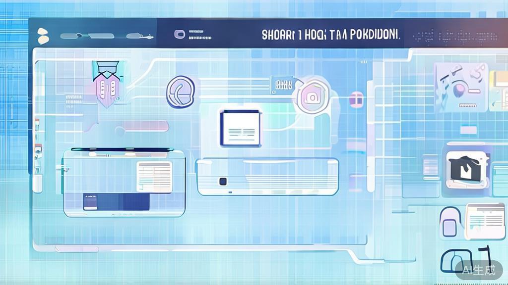 Flat vector illustration of AI technology in short drama production, dashboard style, soft blue gradient