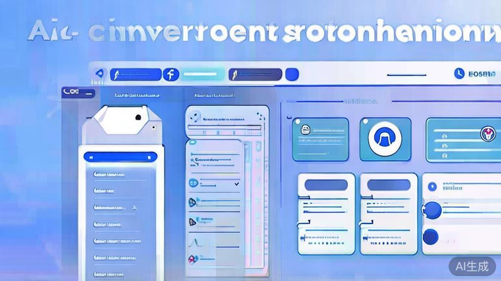 "Flat vector illustration of personalized content recommendation system using AI, dashboard style, soft blue gradient"