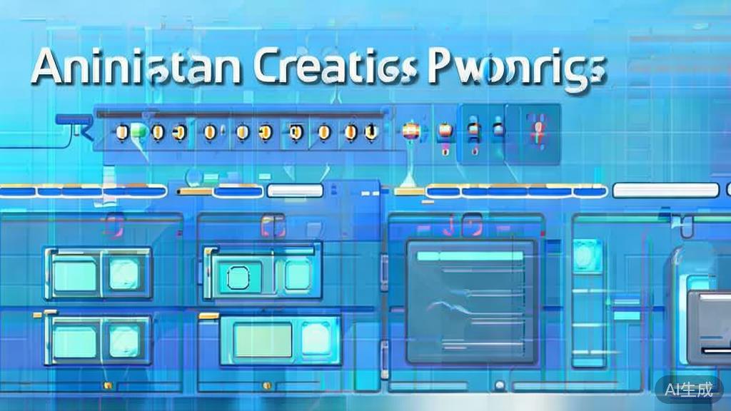 Flat vector illustration of animation creation process, dashboard style, soft blue gradient