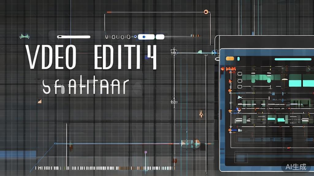 "High-quality business illustration regarding video editing software with AI, minimal flat design"