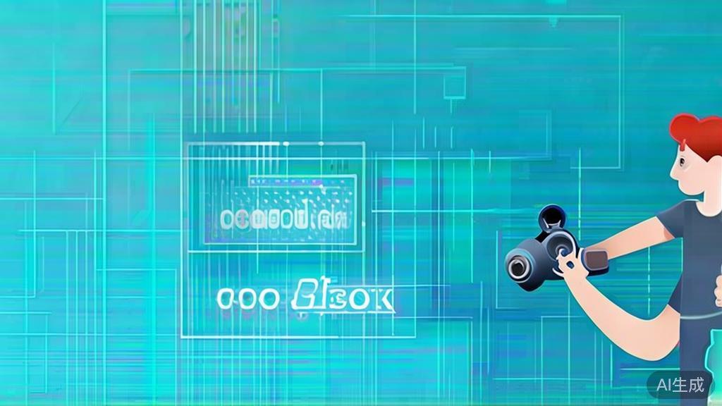 Flat vector illustration of a creator using DeepSeek for animation, soft blue gradient