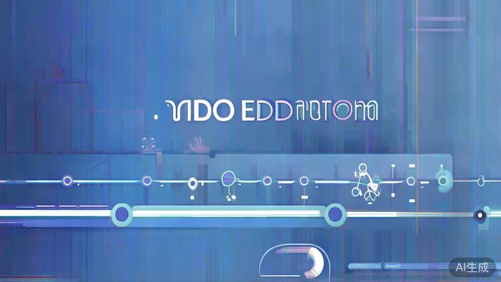 Flat vector illustration of video editing rhythm, dashboard style, soft blue gradient