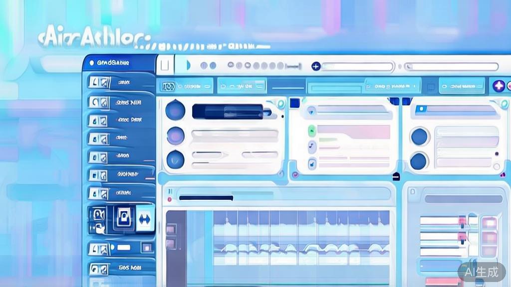 Flat vector illustration of Animaker interface, dashboard style, soft blue gradient