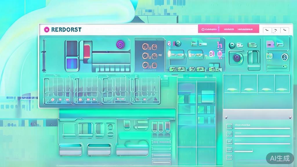 Flat vector illustration of Renderforest interface, dashboard style, soft blue gradient