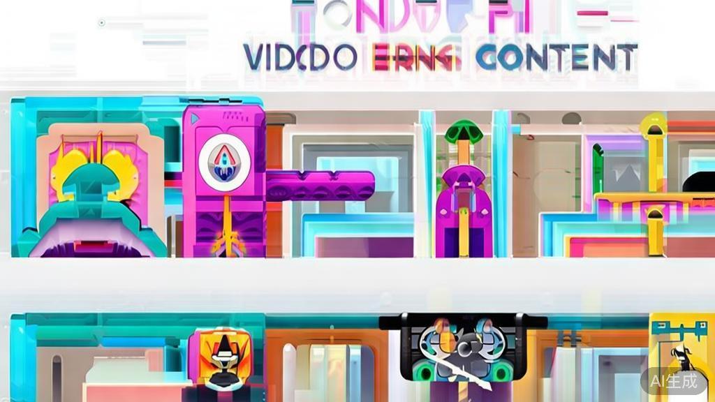 "High-quality business illustration of future trends in anime video content creation, minimal flat design"