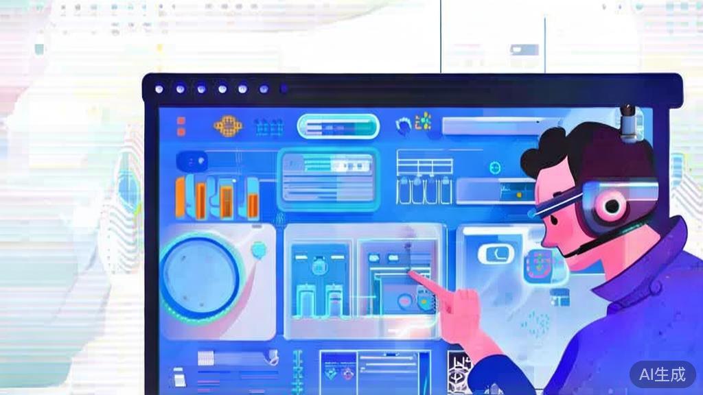 "Flat vector illustration of a tech enthusiast reviewing products on video, dashboard style, soft blue gradient"