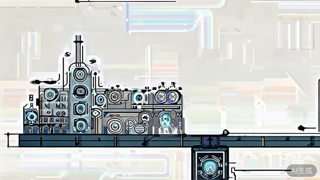 "High-quality business illustration regarding balance in anime production between technology and content, minimal flat design"