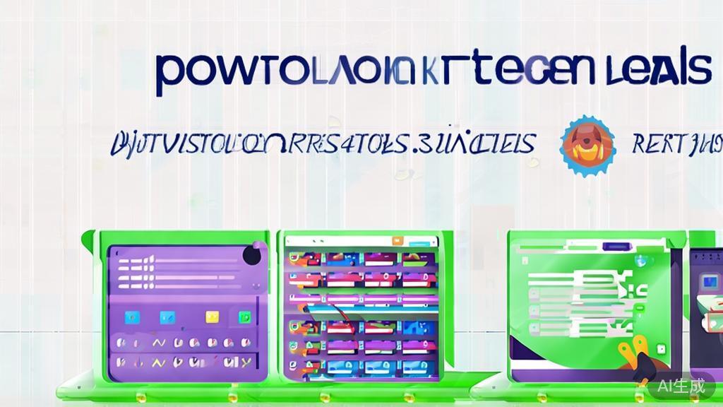 High-quality business illustration regarding Powtoon, minimal flat design, showcasing its templates and animation capabilities