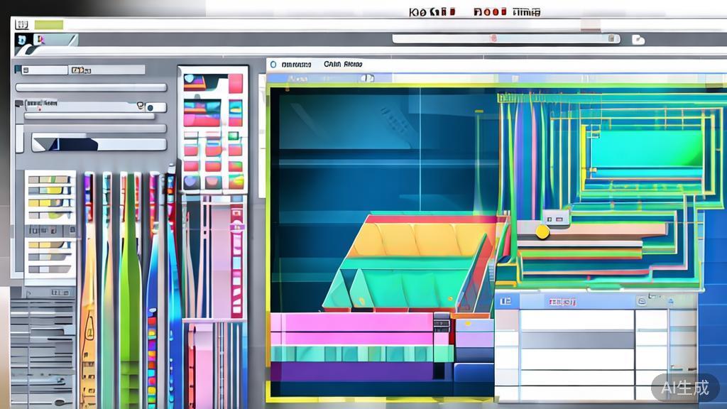High-quality illustration of Blender interface, showcasing its 3D modeling and animation capabilities, flat vector style