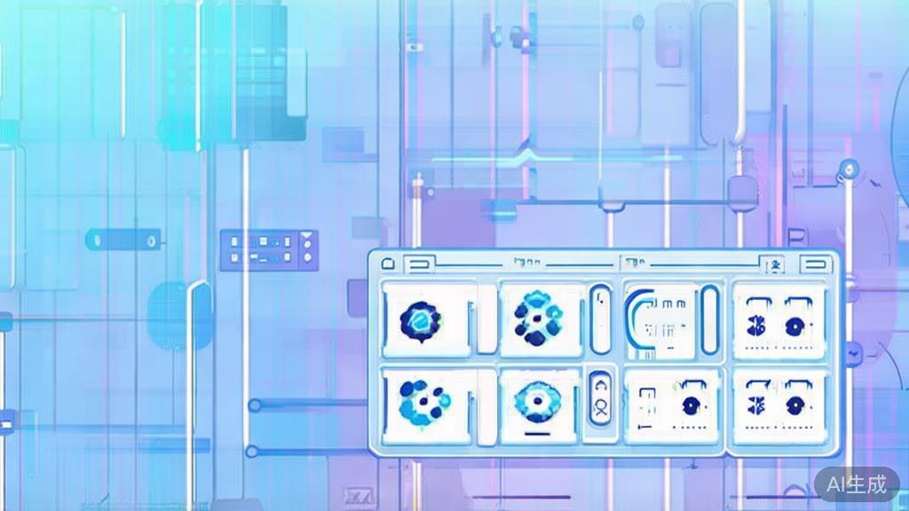 Flat vector illustration of AI painting techniques, dashboard style, soft blue gradient