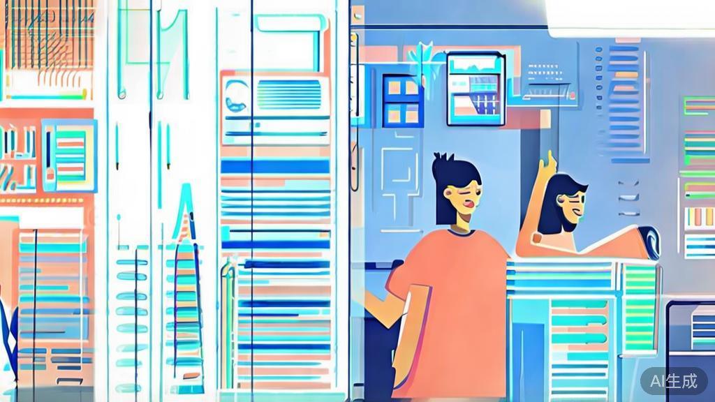 High-quality illustration of people using AI in art, minimal flat design