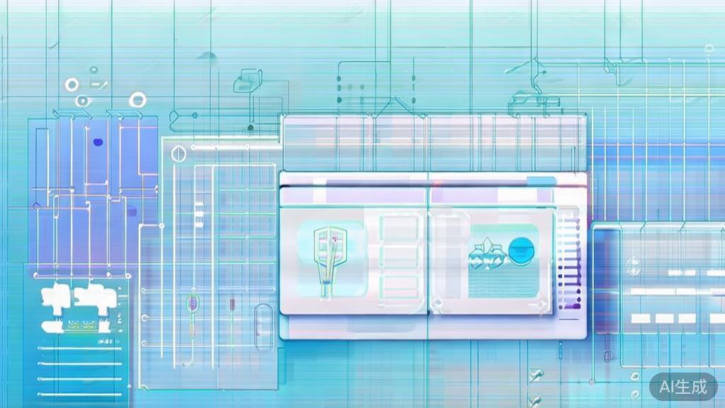 Flat vector illustration of AI-generated art, dashboard style, soft blue gradient