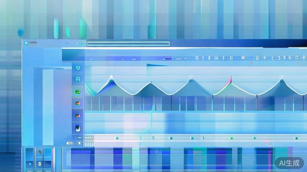 Flat vector illustration of animation software interface, dashboard style, soft blue gradient