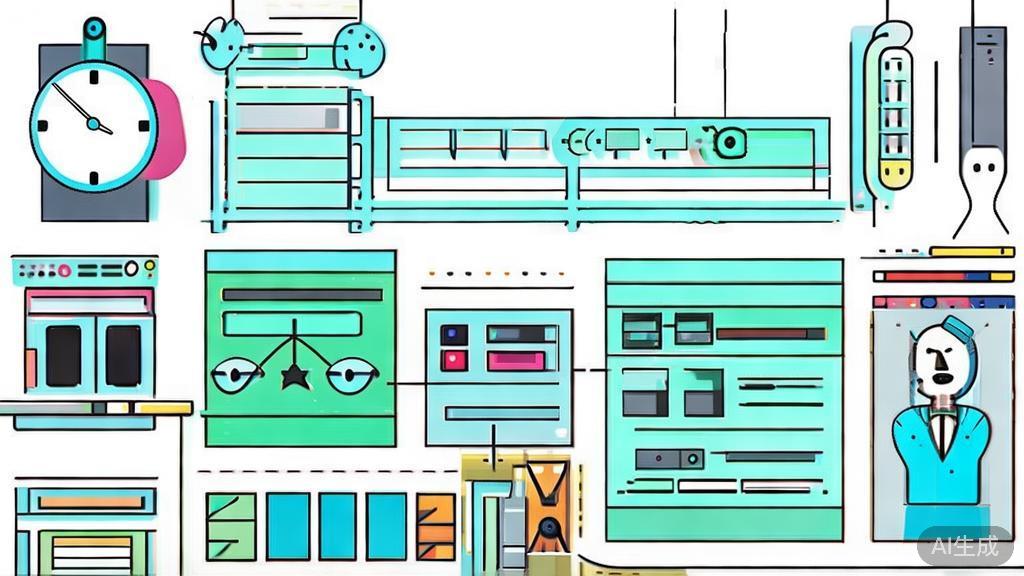 "High-quality business illustration regarding animation efficiency, minimal flat design"