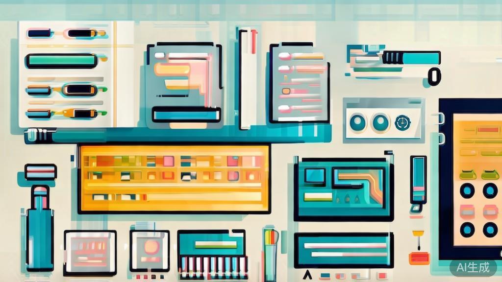 "High-quality business illustration regarding animation tools, minimal flat design"