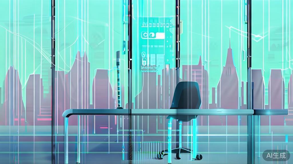 High-quality business illustration regarding AI in background scene generation, minimal flat design