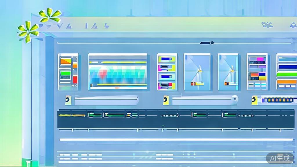 Flat vector illustration of video editing features, dashboard style, soft blue gradient