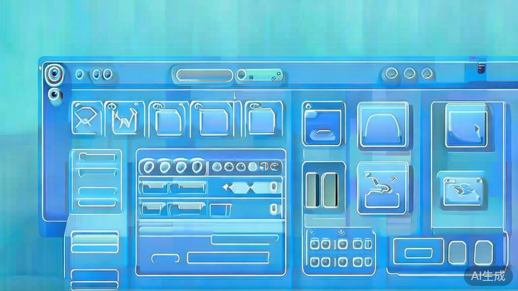 Flat vector illustration of OpenToonz interface, dashboard style, soft blue gradient