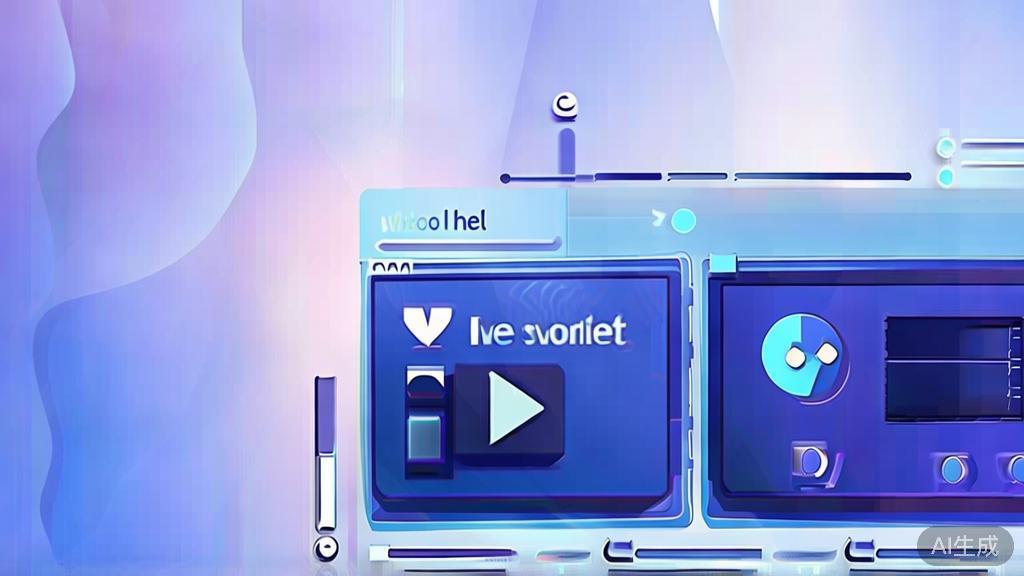 "Flat vector illustration of social media video sharing, dashboard style, soft blue gradient"