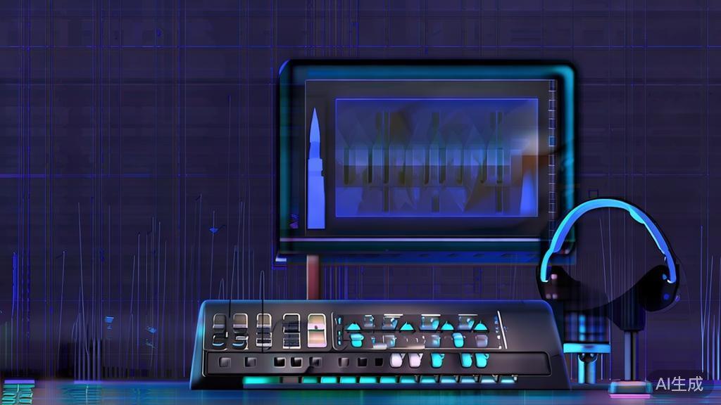 "High-quality business illustration of sound editing for video production, minimalist style"