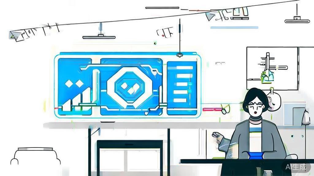 "High-quality business illustration regarding AI in game design, featuring a game designer using AI-generated environments, minimal flat design"