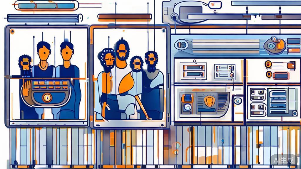 High-quality illustration depicting collaborative creation between artists and AI, minimal flat design