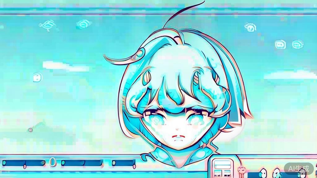 "Flat vector illustration of character design in anime, dashboard style, soft blue gradient"