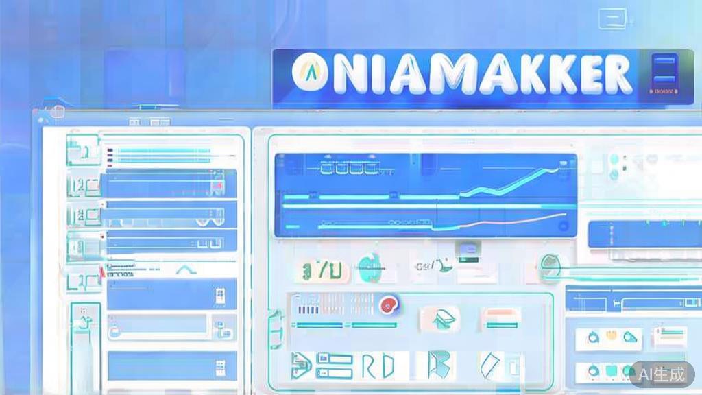 Flat vector illustration of Animaker interface, dashboard style, soft blue gradient