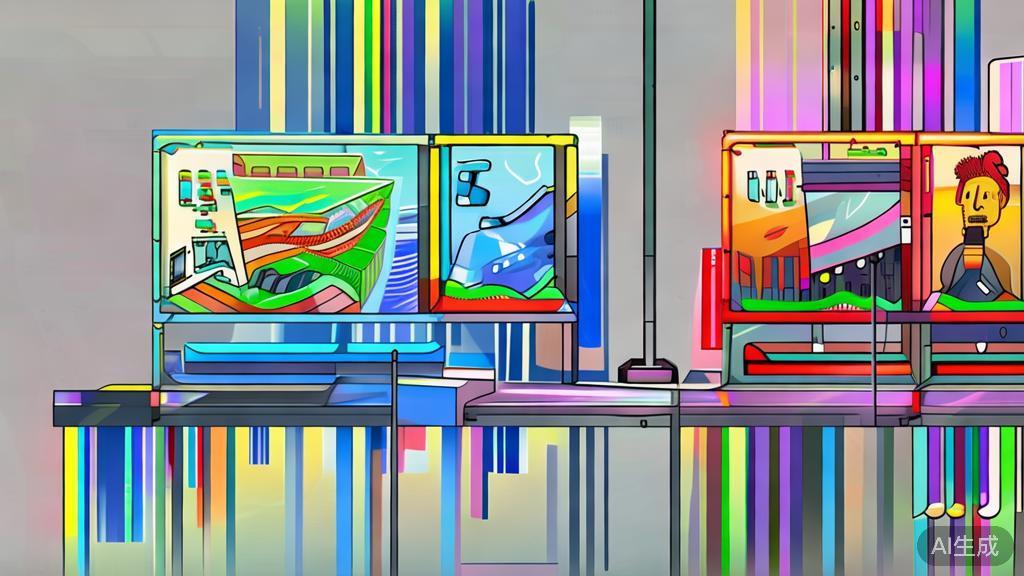 High-quality business illustration regarding comparison between AI painting and traditional animation, minimal flat design