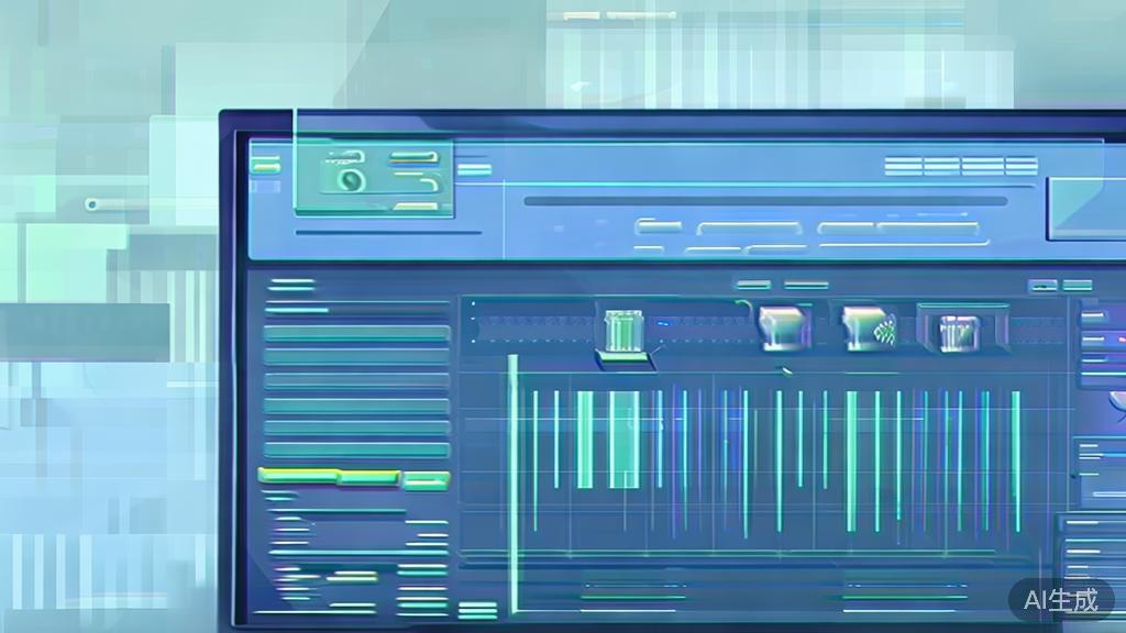 Flat vector illustration of AI animation software dashboard style, soft blue gradient