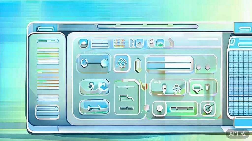 "Flat vector illustration of the future of AI animation, dashboard style, soft blue gradient"