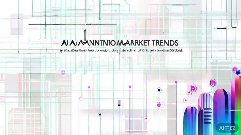 High-quality business illustration regarding AI animation market trends, minimal flat design
