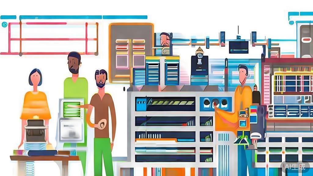 High-quality business illustration of team collaboration in film production, minimal flat design