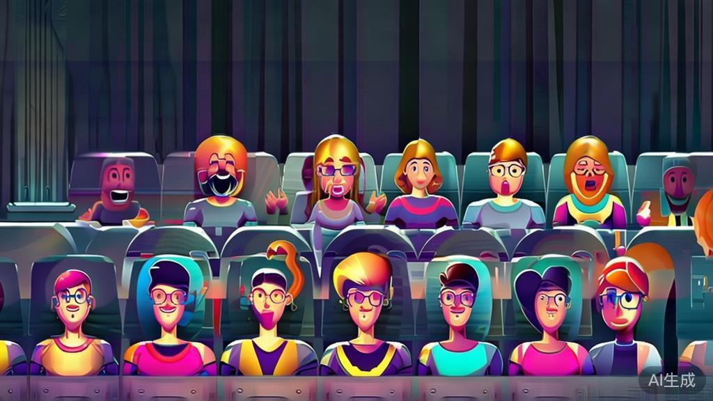 High-quality illustration of audience engagement in film, minimal flat design