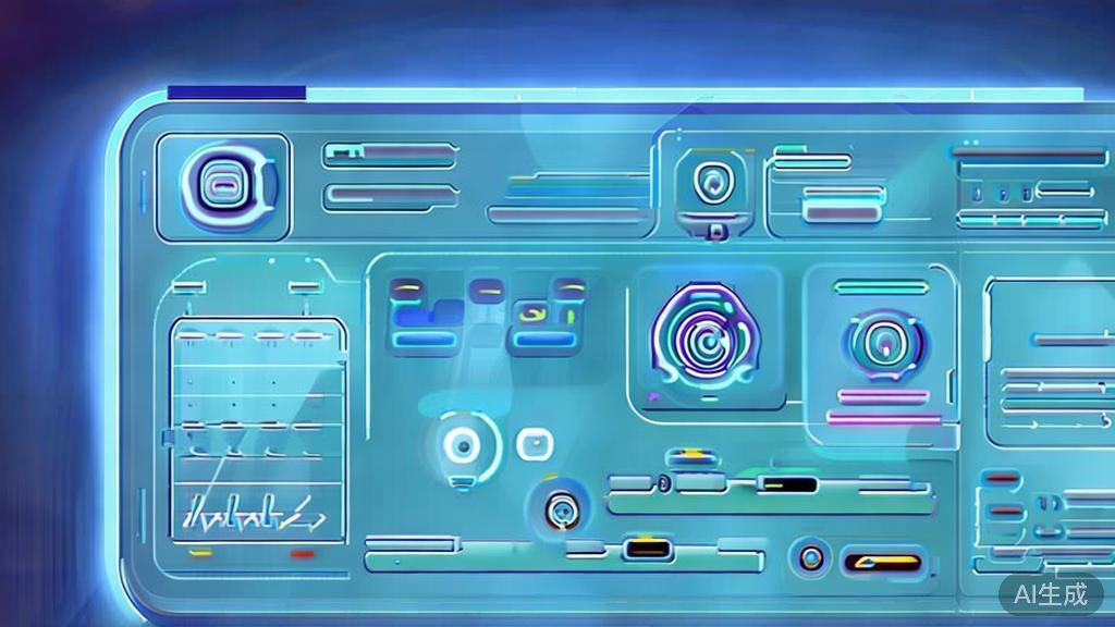 Flat vector illustration of an AI-driven animation tool, dashboard style, soft blue gradient