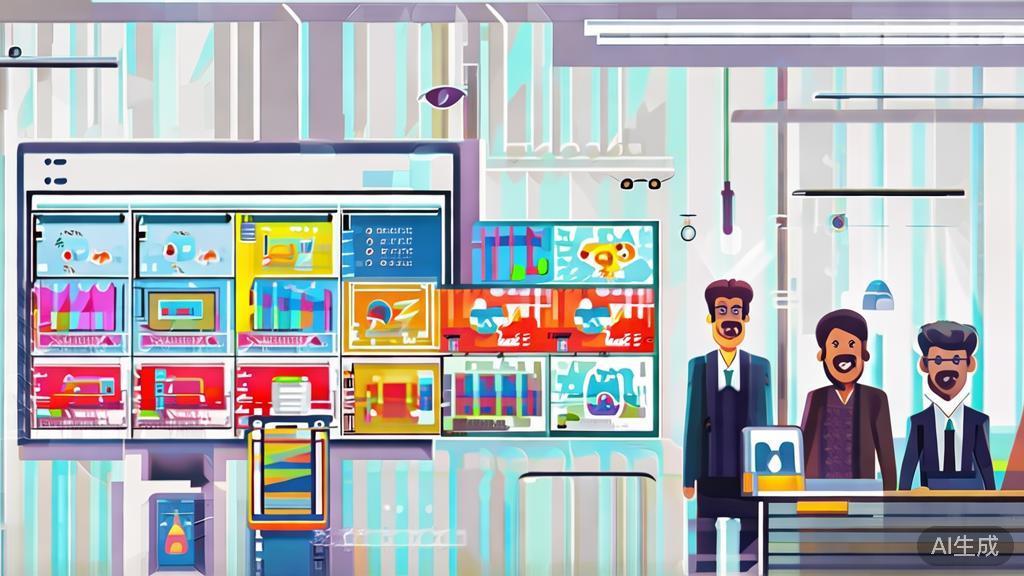 Business illustration of a startup using animated ads for marketing, corporate style, clean design