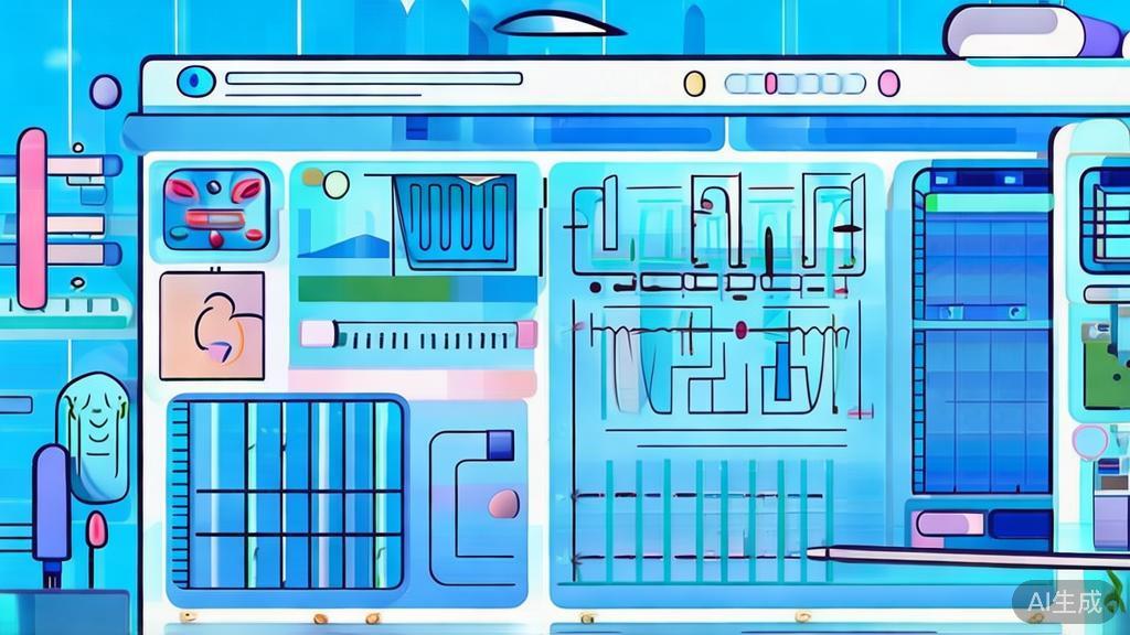 Flat vector illustration of an animated educational video being created, dashboard style, soft blue gradient