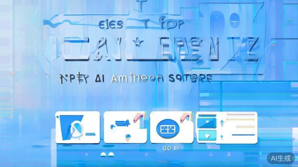 Flat vector illustration of tips for using AI animation software effectively, dashboard style, soft blue gradient