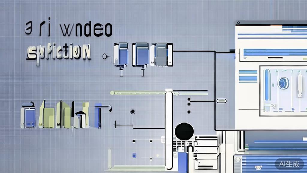 "High-quality business illustration regarding AI video synthesis applications, minimal flat design"