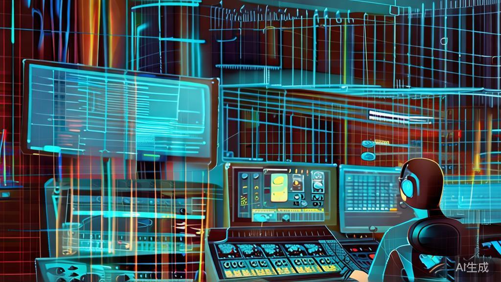 "High-quality illustration showing audio mixing and video editing process, focusing on sound effects"