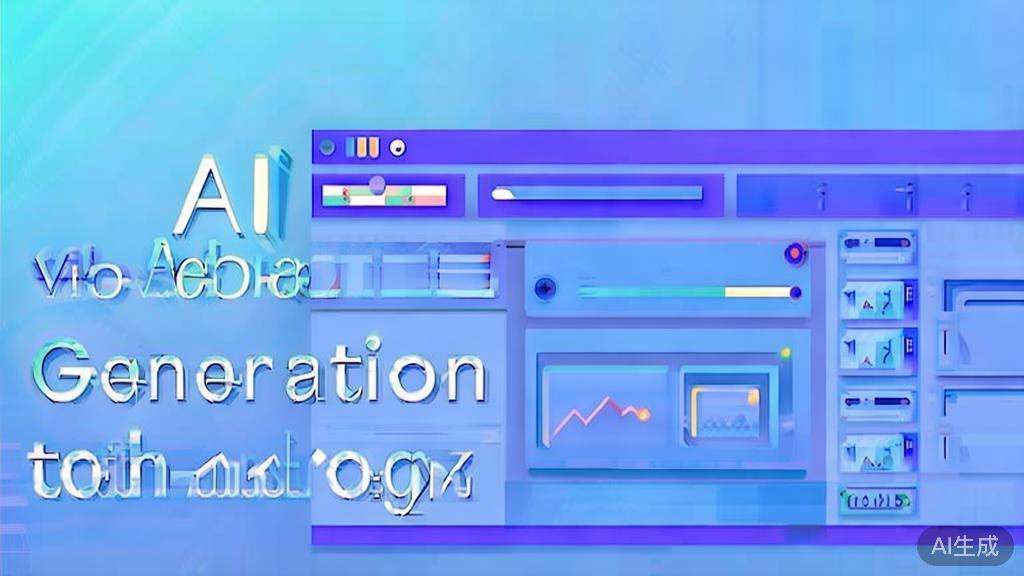 "Flat vector illustration of AI video generation technology trends, dashboard style, soft blue gradient"