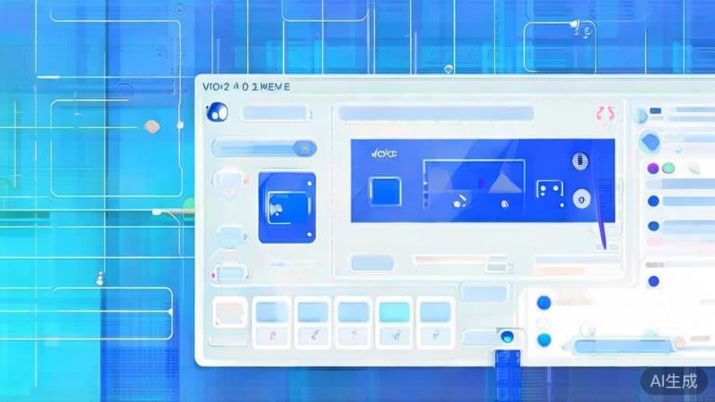 Flat vector illustration of personalized video content generation, dashboard style, soft blue gradient