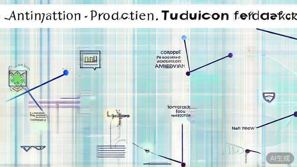 "High-quality illustration of feedback process in animation production, minimal design"