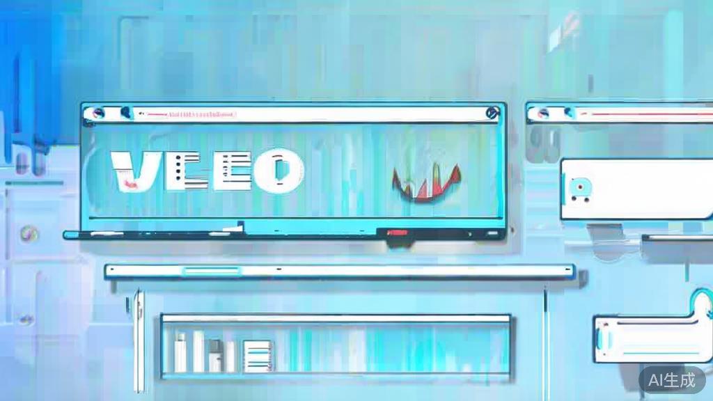 Flat vector illustration of video marketing impact, dashboard style, soft blue gradient