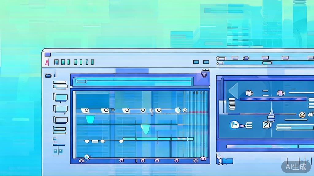 Flat vector illustration of post-production in video creation, dashboard style, soft blue gradient