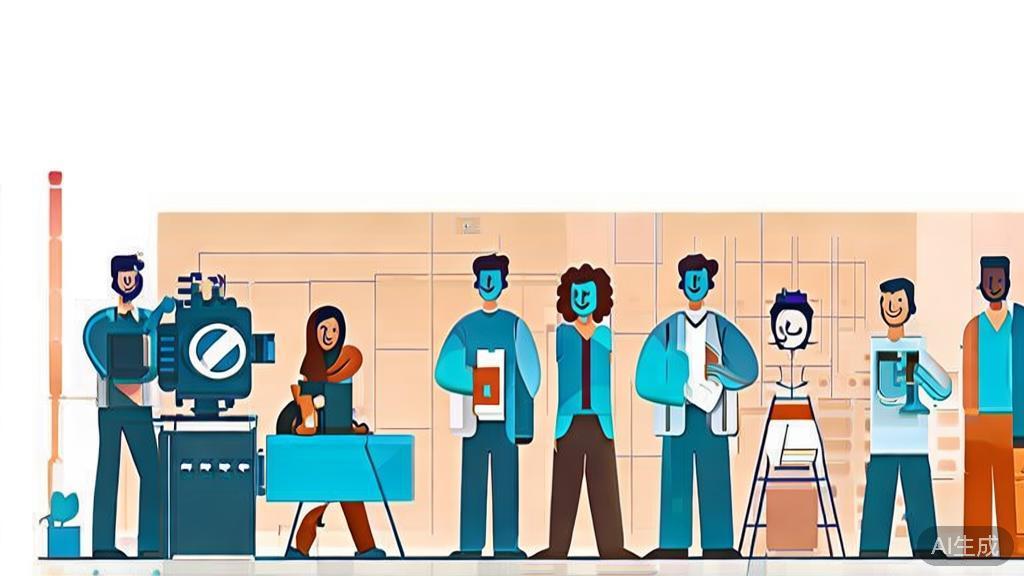 High-quality illustration showcasing collaboration in short drama production, minimal flat design