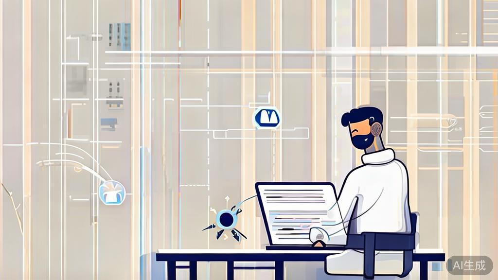 High-quality illustration of script writing with AI assistance, minimalist style